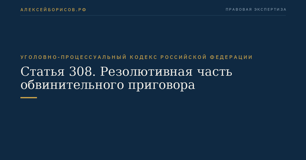 Статья 308. Резолютивная часть обвинительного приговора