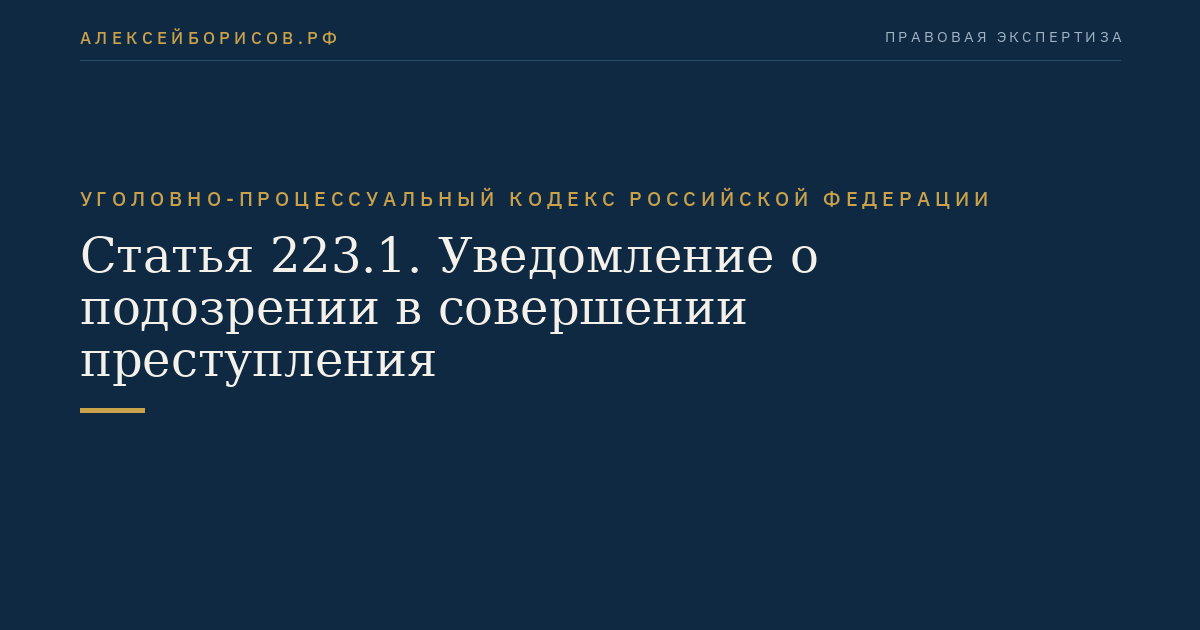 Статья 223.1. Уведомление о подозрении в совершении преступления