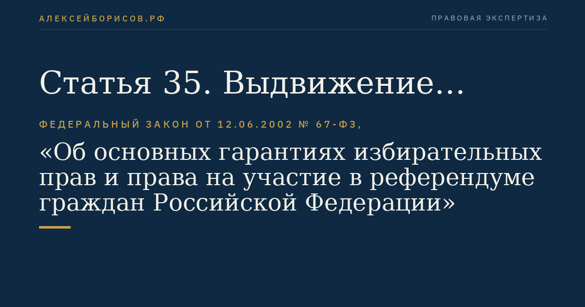 Статья 35. Выдвижение кандидатов, списков кандидатов избирательными объединениями