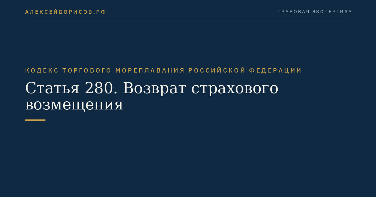 Статья 280. Возврат страхового возмещения
