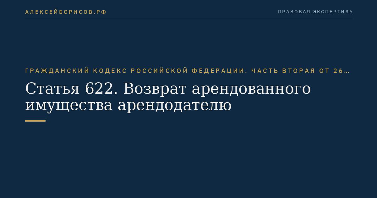Статья 622. Возврат арендованного имущества арендодателю