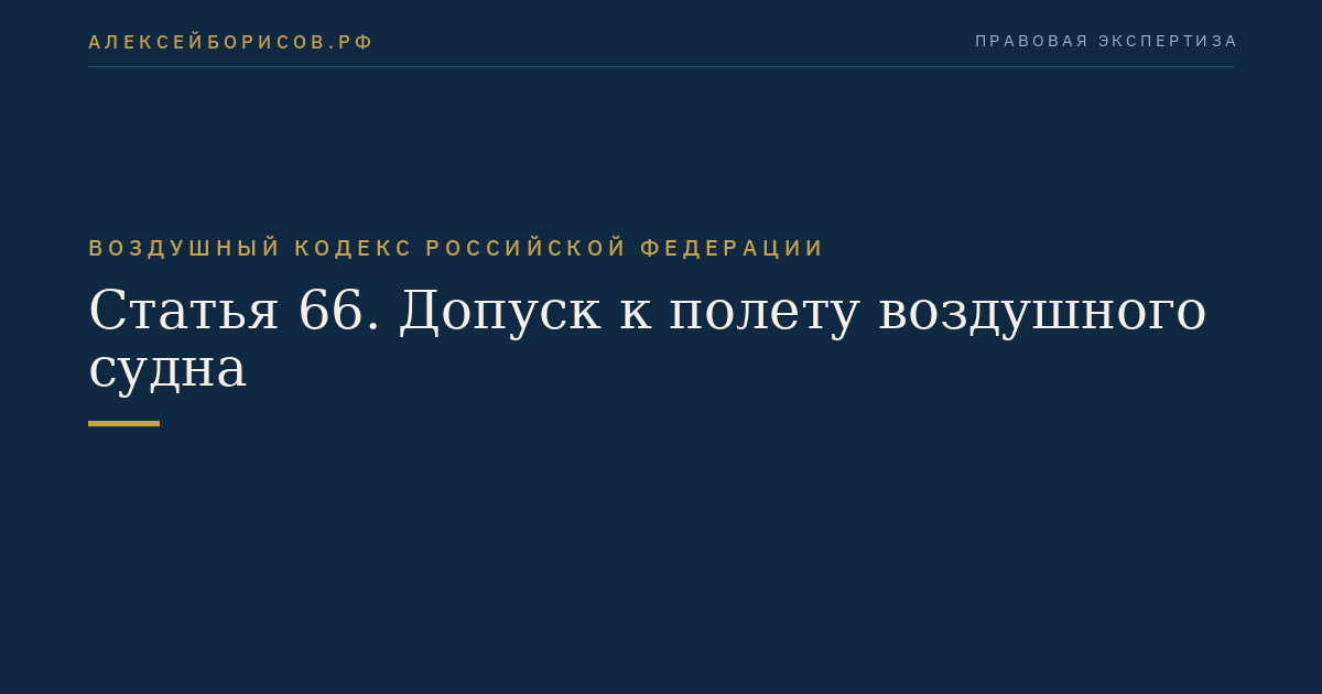 Статья 66. Допуск к полету воздушного судна