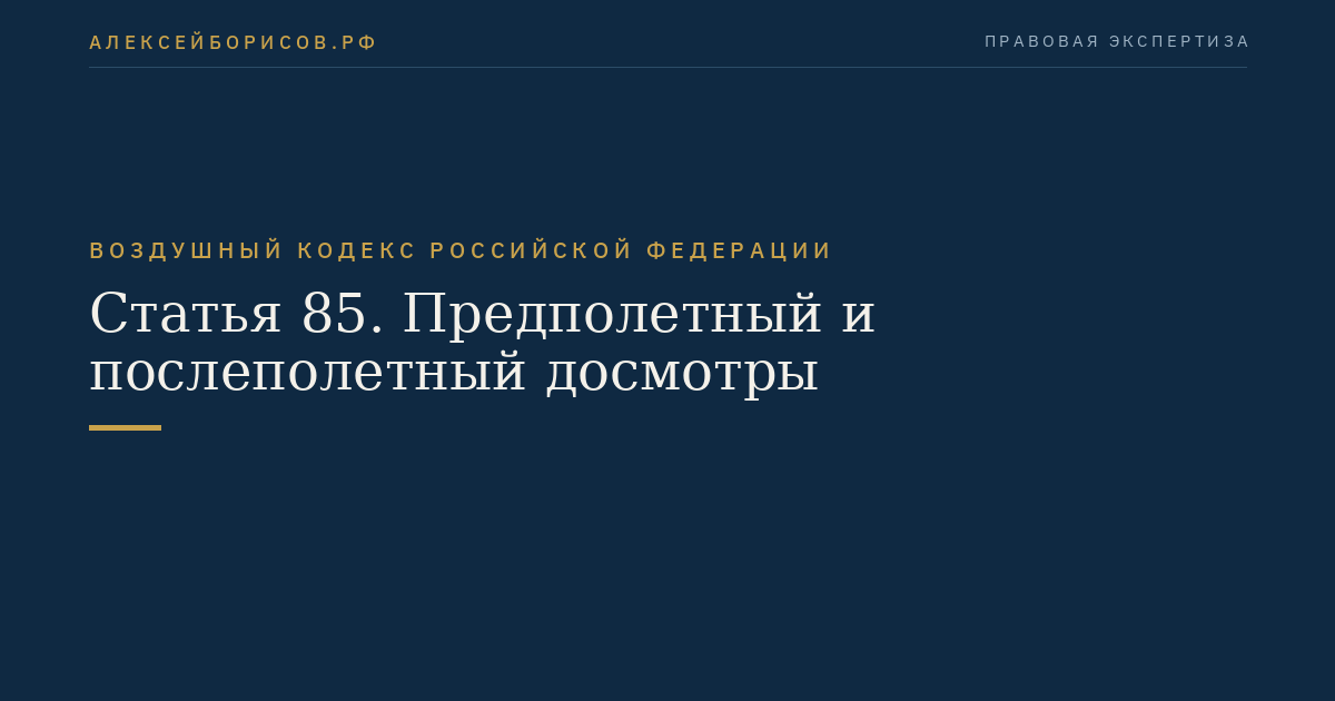 Статья 85. Предполетный и послеполетный досмотры