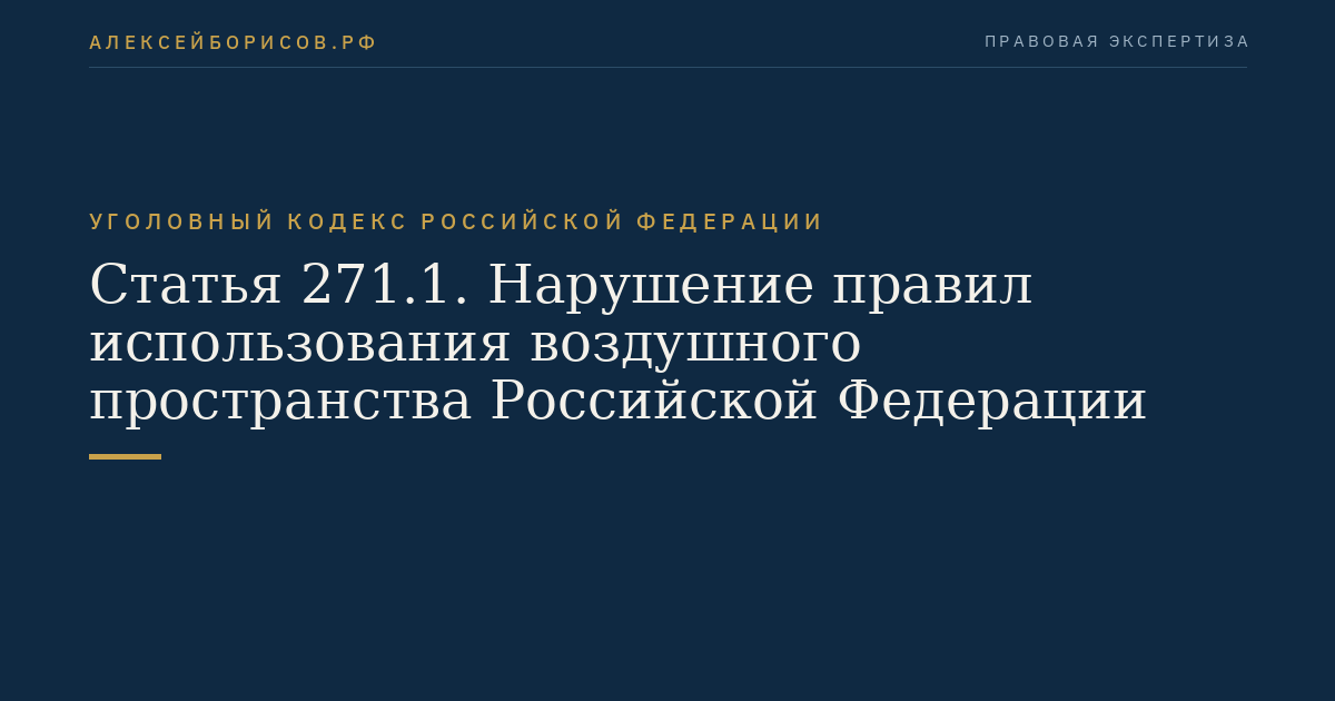 Статья 271.1. Нарушение правил использования воздушного пространства Российской Федерации