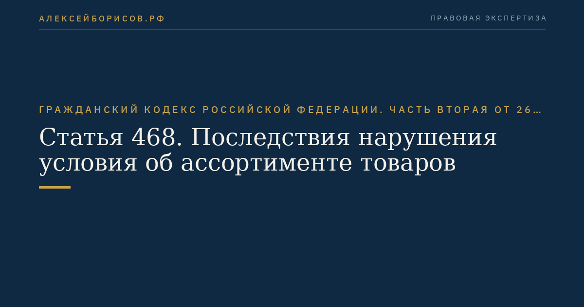 Статья 468. Последствия нарушения условия об ассортименте товаров