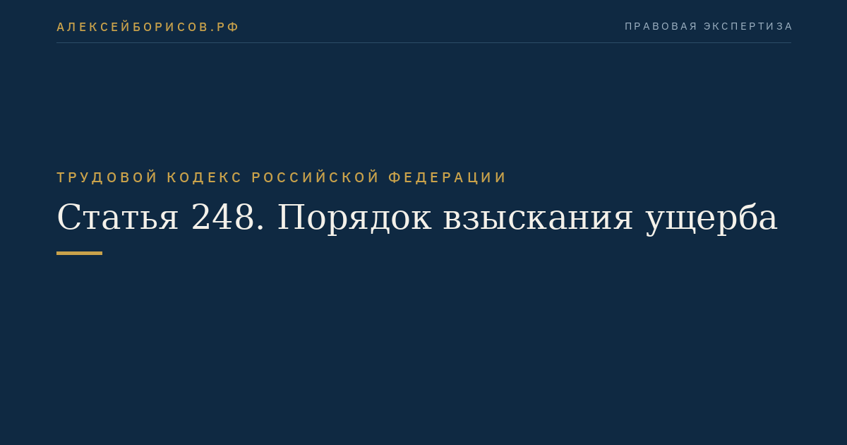 Статья 248. Порядок взыскания ущерба