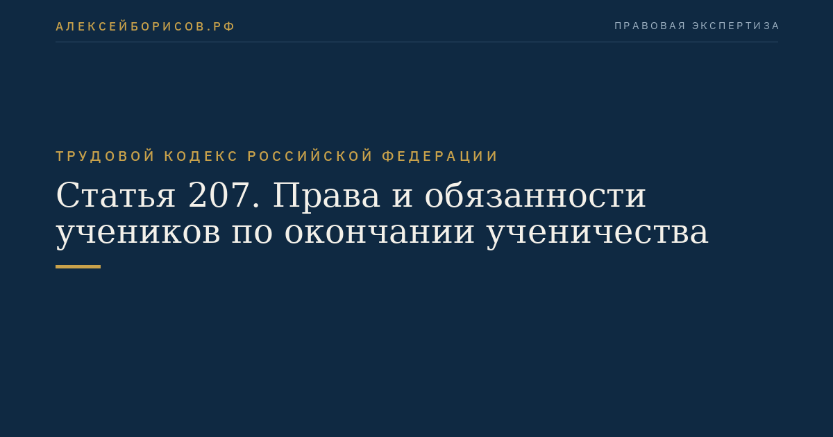 Статья 207. Права и обязанности учеников по окончании ученичества