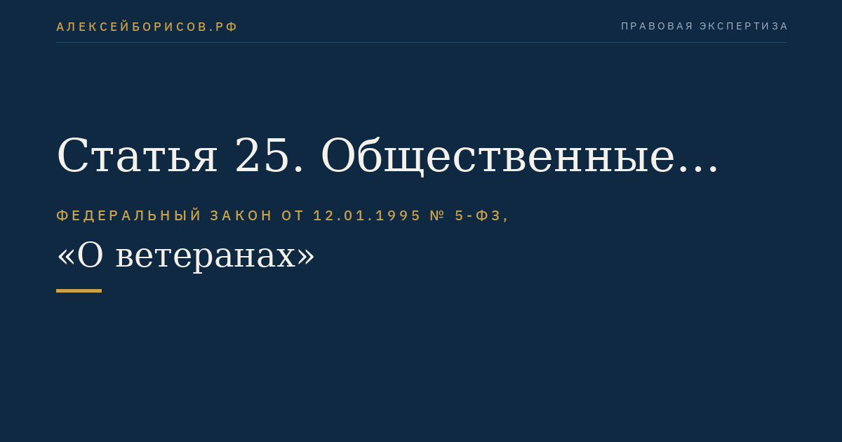 Статья 25. Общественные объединения ветеранов