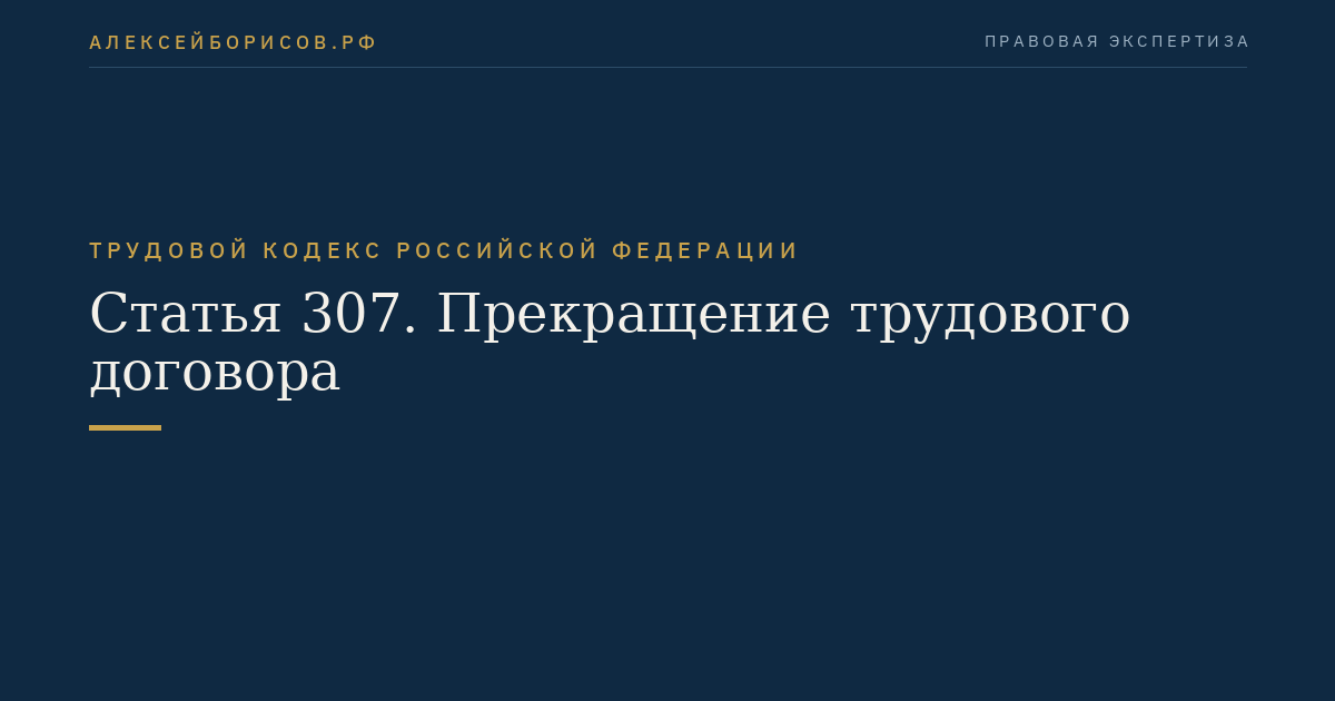 Статья 307. Прекращение трудового договора