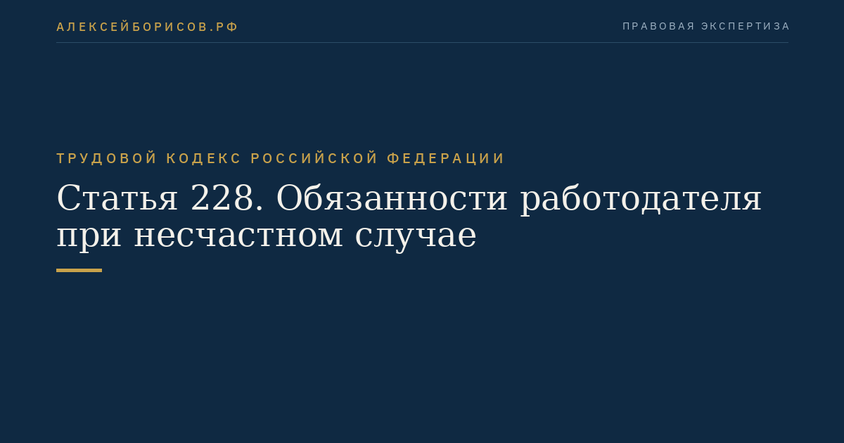 Статья 228. Обязанности работодателя при несчастном случае