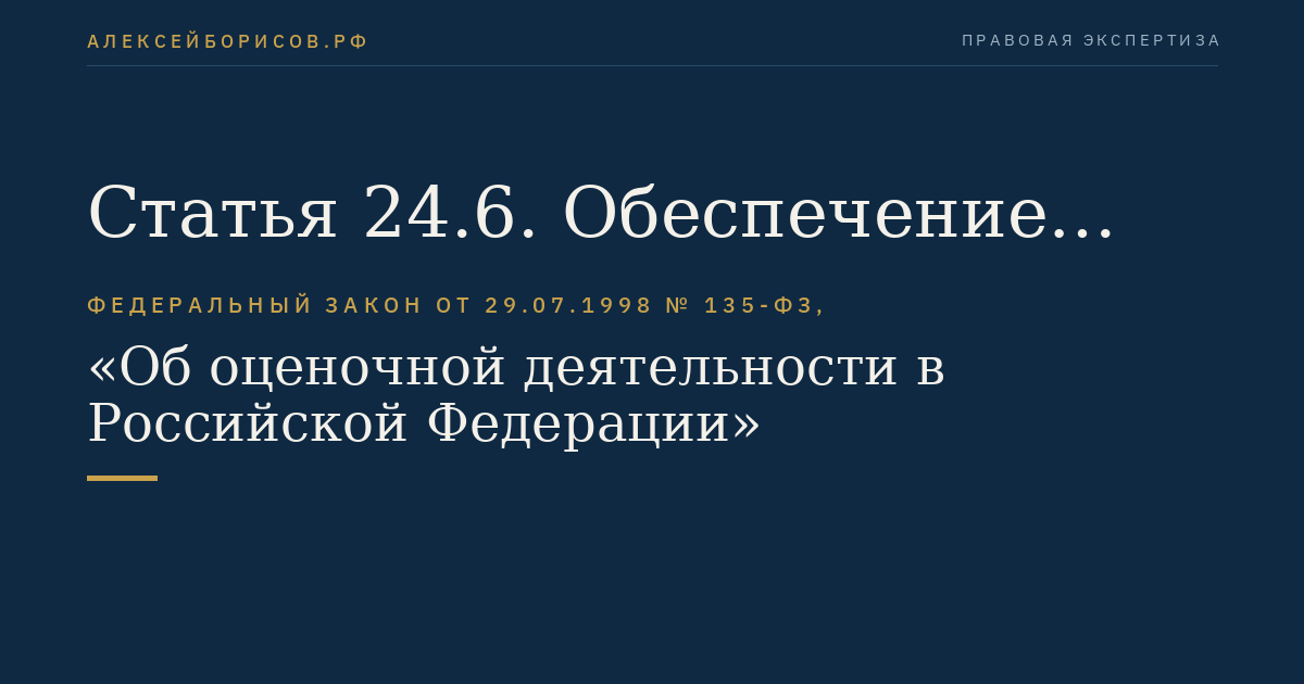 Статья 24.6. Обеспечение имущественной ответственности при осуществлении оценочной деятельности