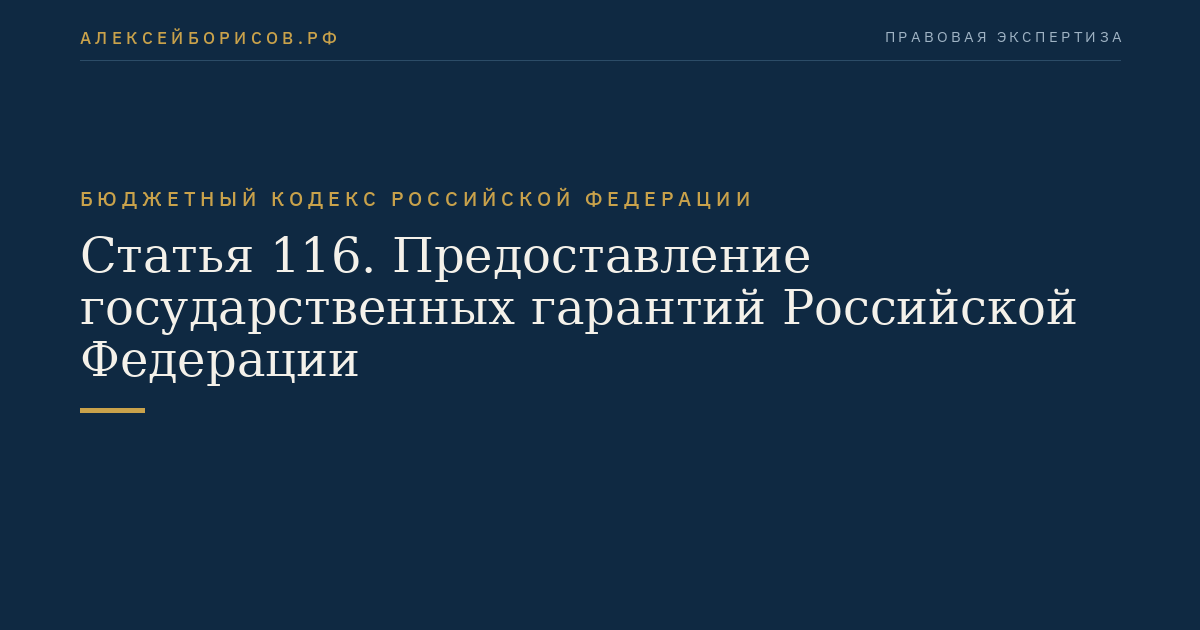 Статья 116. Предоставление государственных гарантий Российской Федерации