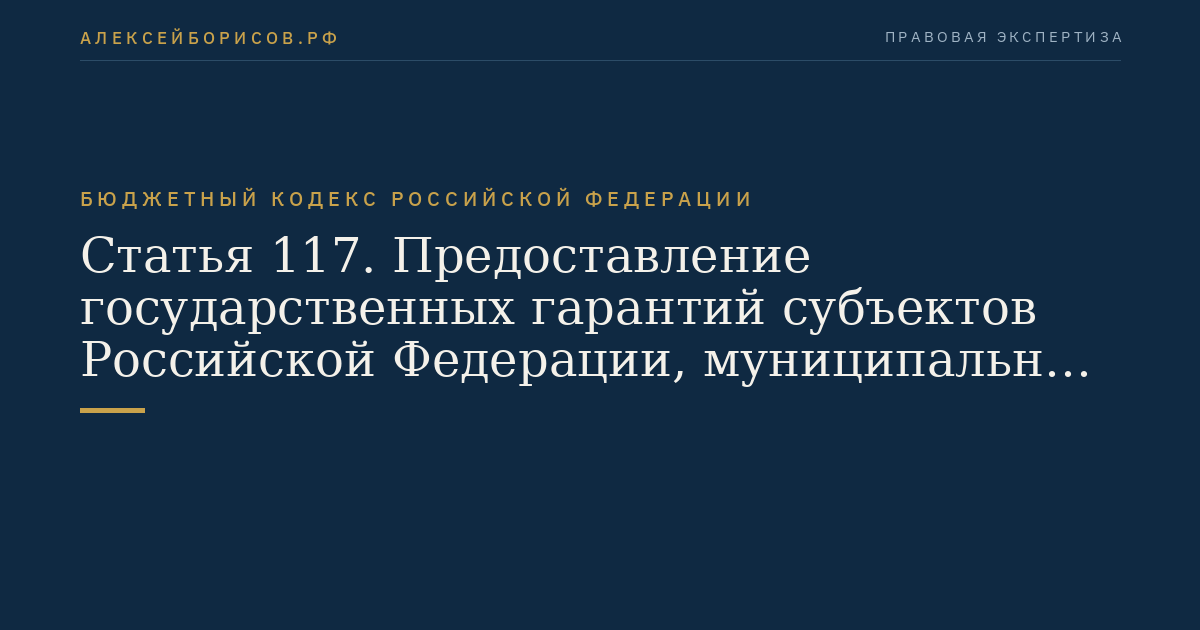 Статья 117. Предоставление государственных гарантий субъектов Российской Федерации, муниципальных гарантий