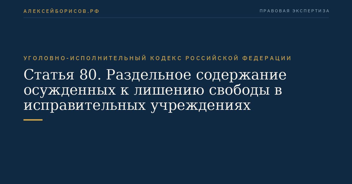 Статья 80. Раздельное содержание осужденных к лишению свободы в исправительных учреждениях