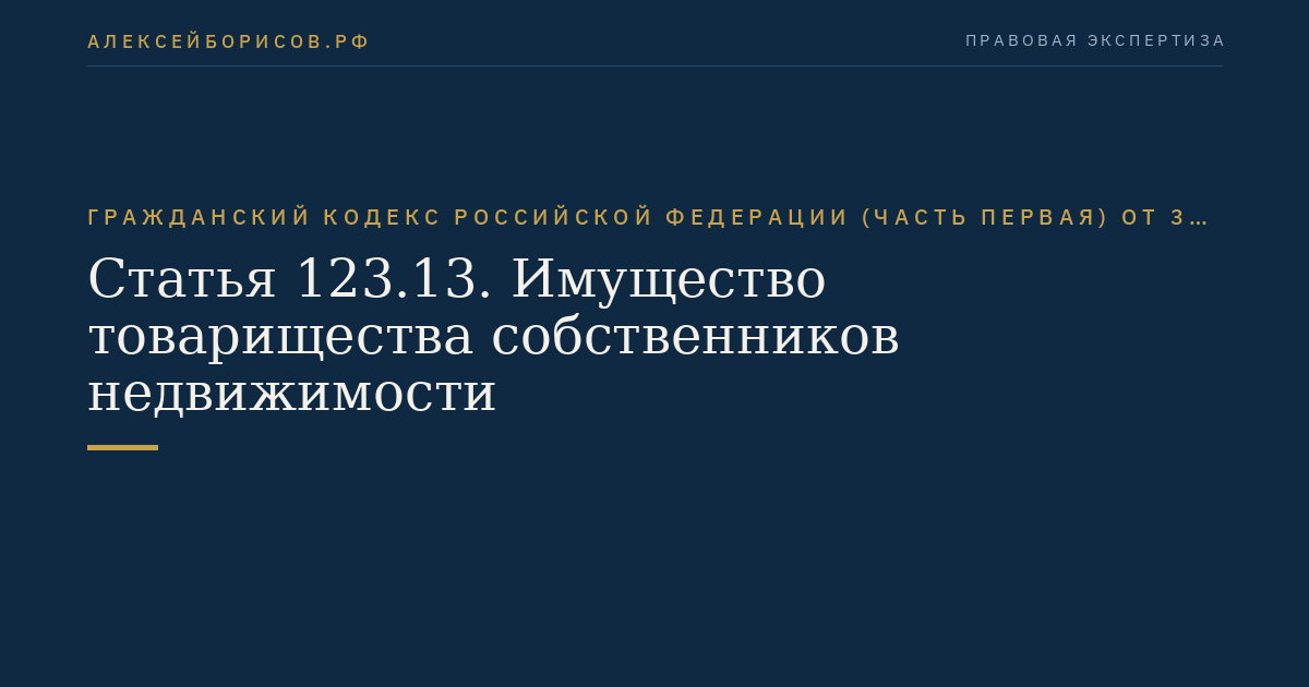 Статья 123.13. Имущество товарищества собственников недвижимости