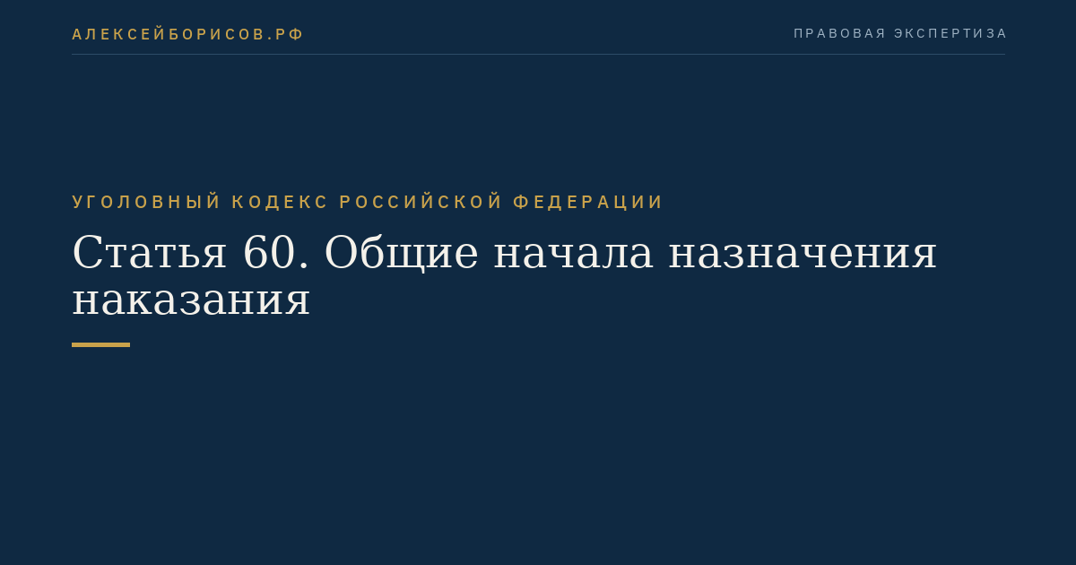 Статья 60. Общие начала назначения наказания