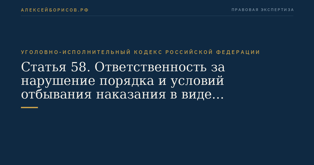 Статья 58. Ответственность за нарушение порядка и условий отбывания наказания в виде ограничения свободы и за уклонение от его отбывания