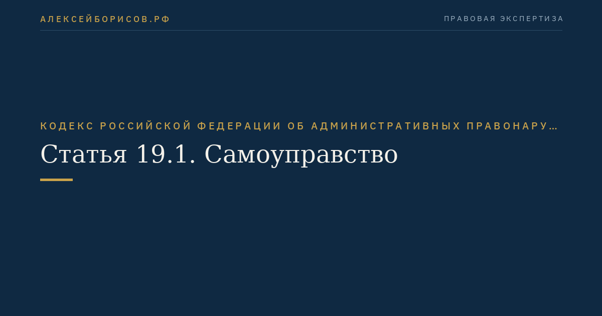 Статья 19.1. Самоуправство