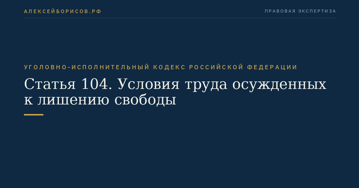 Статья 104. Условия труда осужденных к лишению свободы