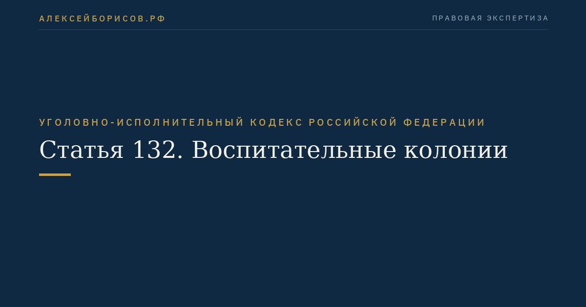 Статья 132. Воспитательные колонии