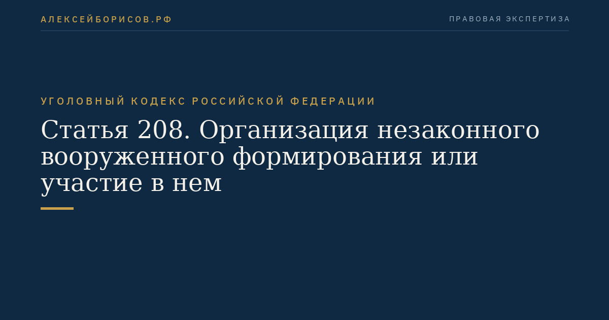 Статья 208. Организация незаконного вооруженного формирования или участие в нем