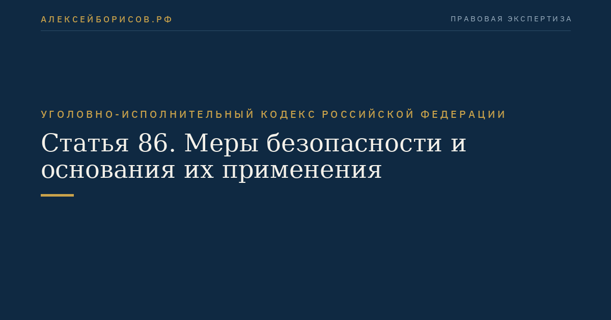 Статья 86. Меры безопасности и основания их применения