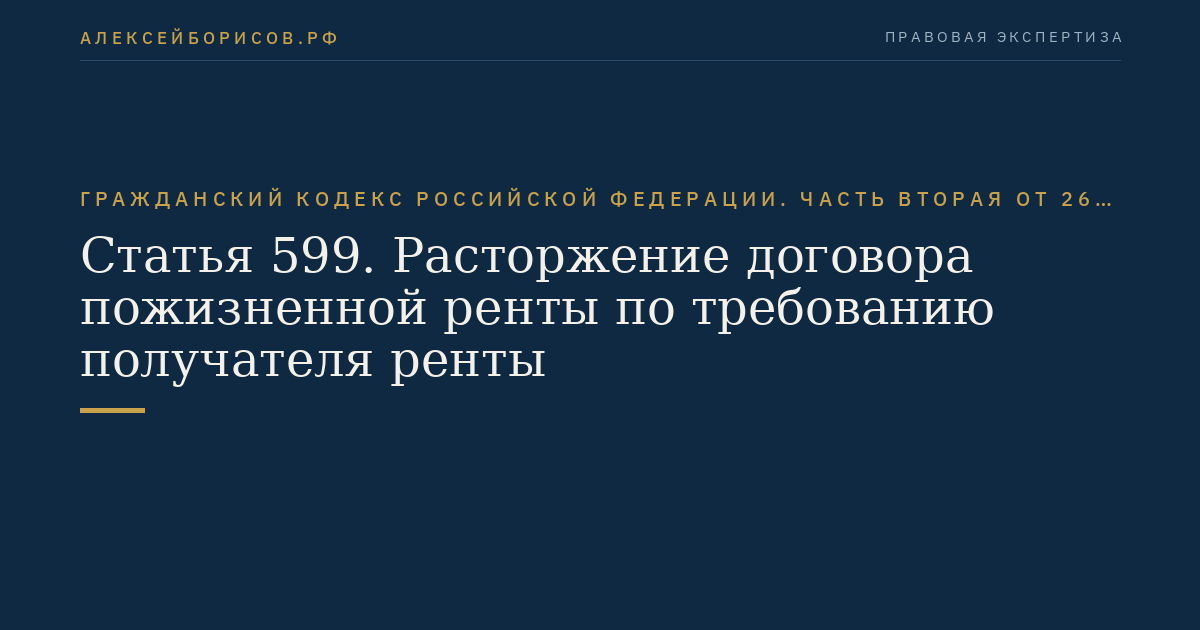Статья 599. Расторжение договора пожизненной ренты по требованию получателя ренты