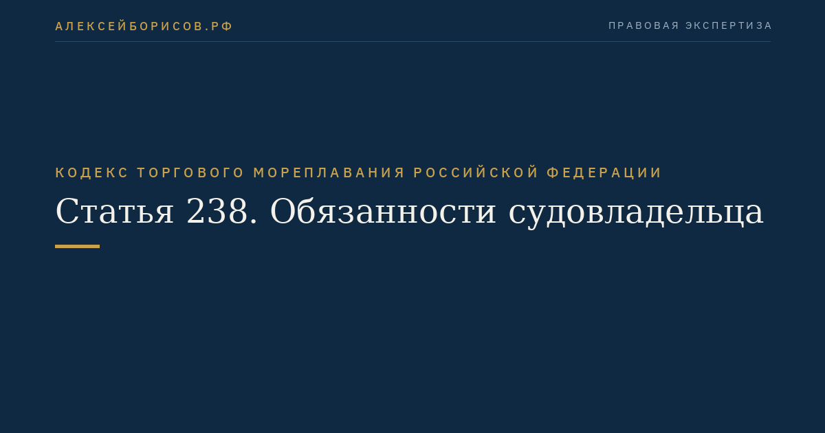 Статья 238. Обязанности судовладельца