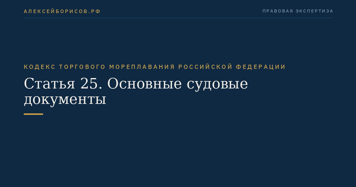 Статья 25. Основные судовые документы