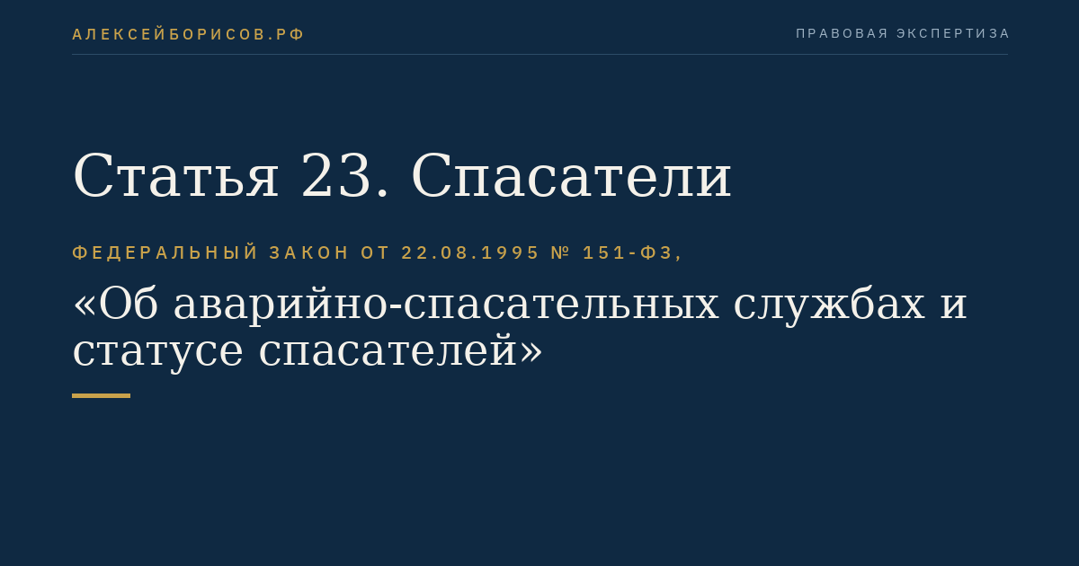 Статья 23. Спасатели