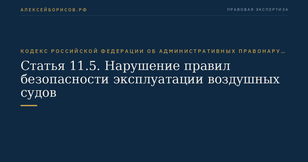 Статья 11.5. Нарушение правил безопасности эксплуатации воздушных судов