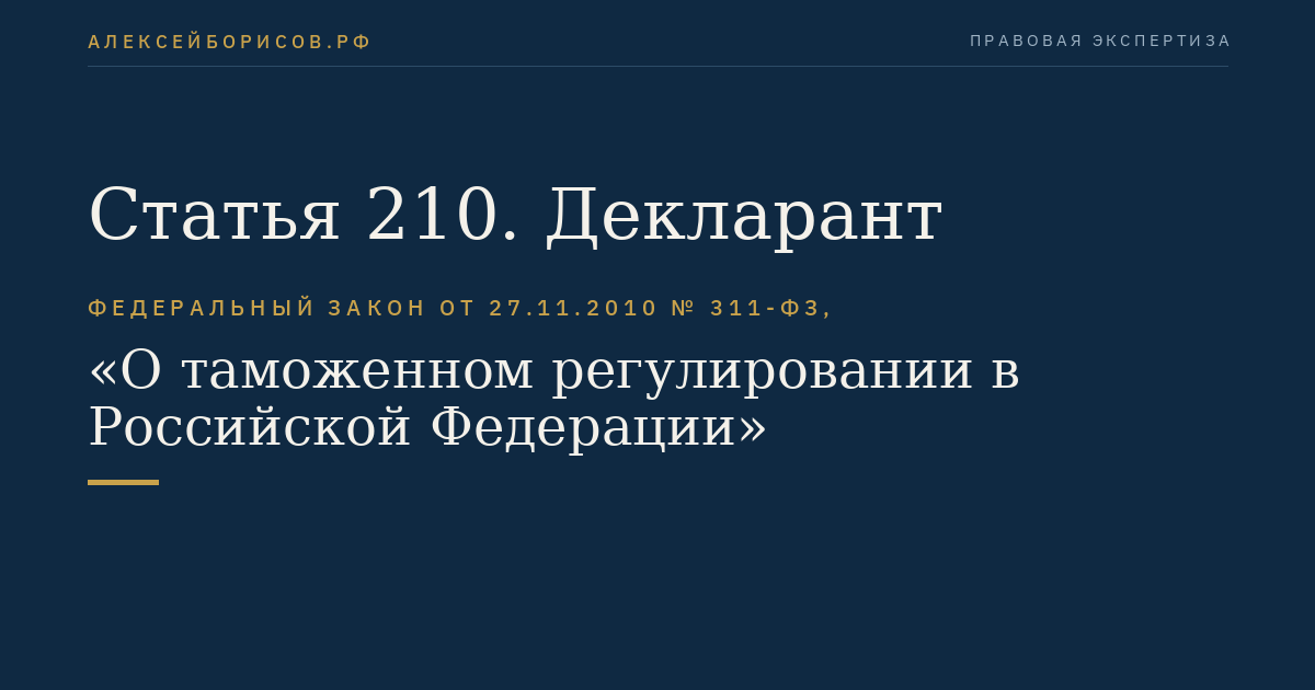 Статья 210. Декларант