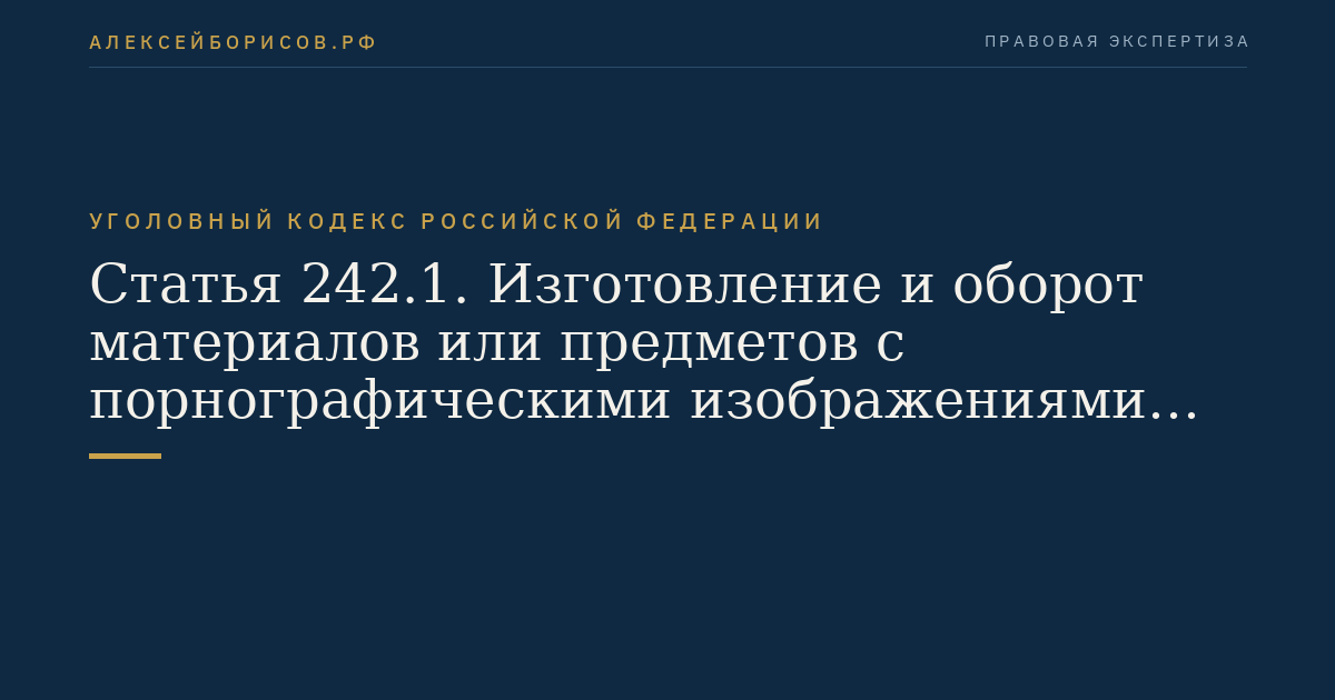 Статья 242.1. Изготовление и оборот материалов или предметов с порнографическими изображениями несовершеннолетних
