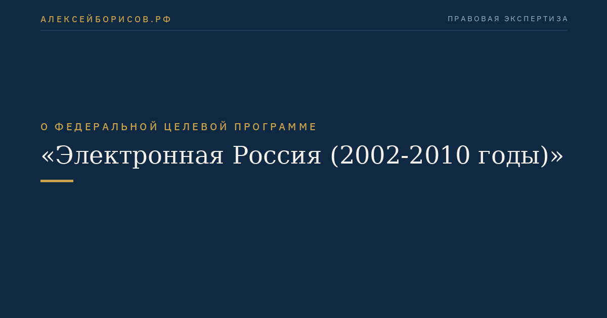 О федеральной целевой программе "Электронная Россия (2002-2010 годы)"
