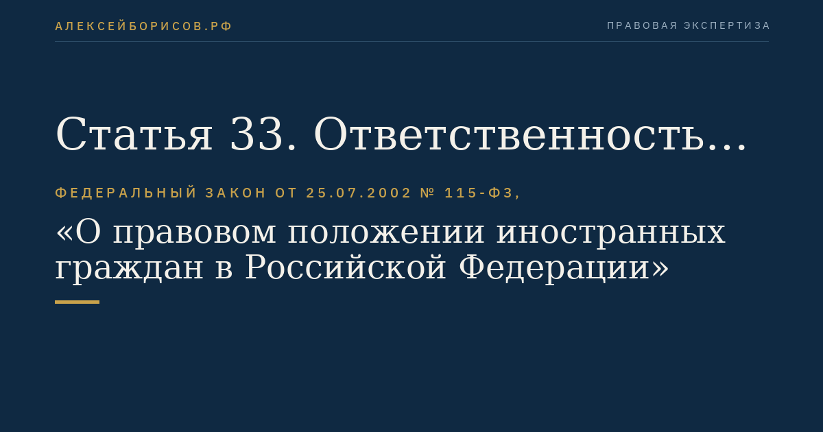 Статья 33. Ответственность иностранных граждан