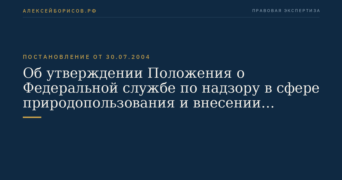 Об утверждении Положения о Федеральной службе по надзору в сфере природопользования и внесении изменений в постановление Правительства Российской Федерации от 22 июля 2004 г. N 370