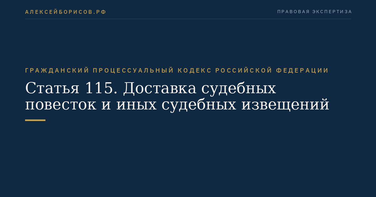 Статья 115. Доставка судебных повесток и иных судебных извещений
