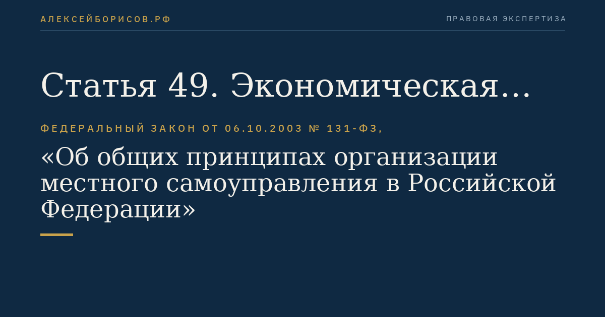 Статья 49. Экономическая основа местного самоуправления