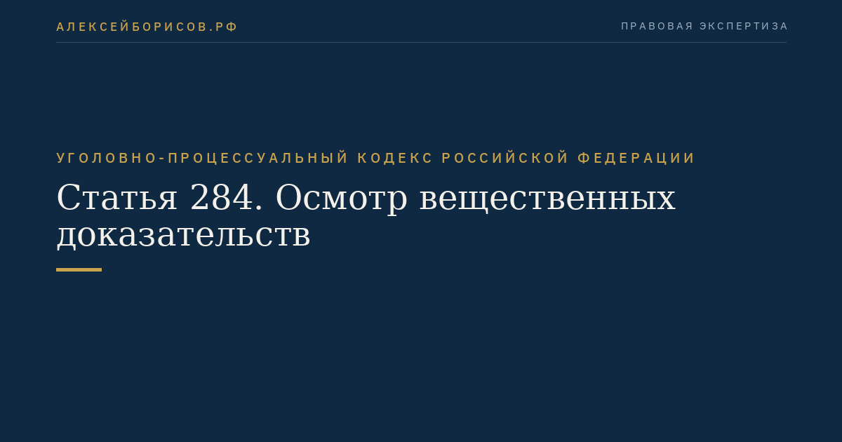 Статья 284. Осмотр вещественных доказательств