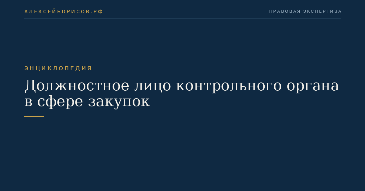 Должностное лицо контрольного органа в сфере закупок