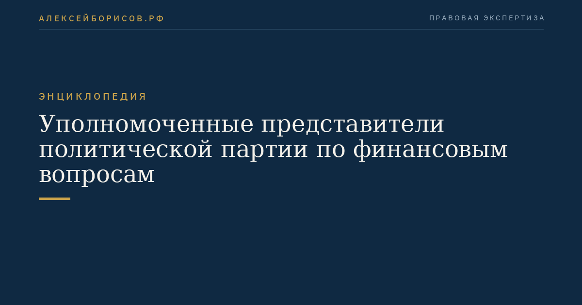 Уполномоченные представители политической партии по финансовым вопросам