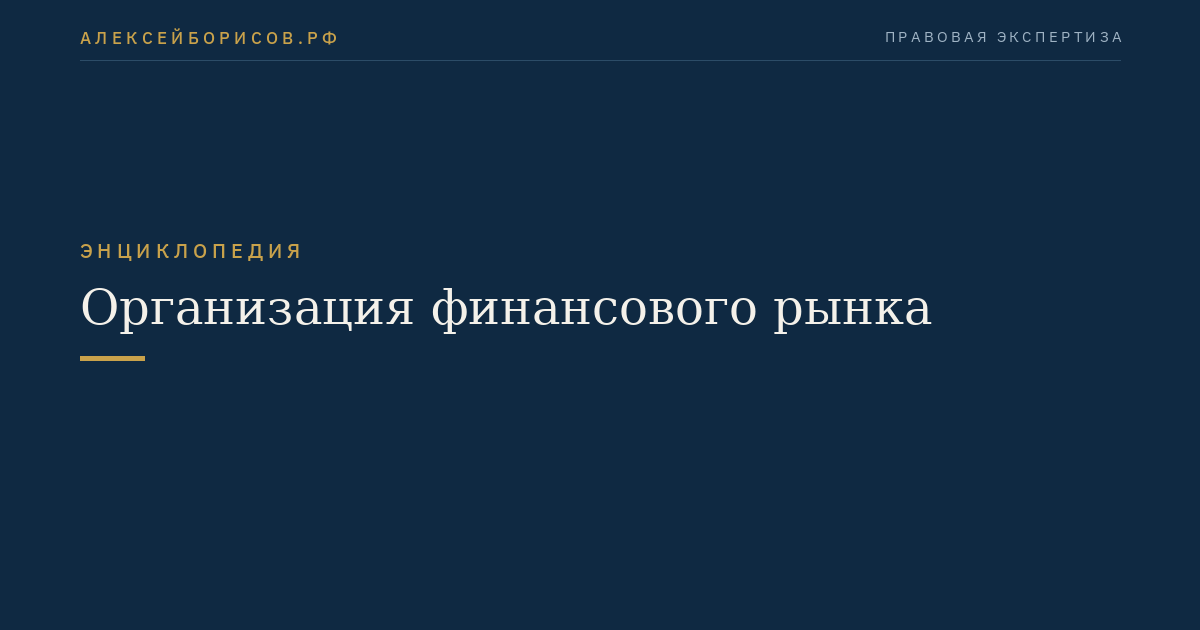 Организация финансового рынка