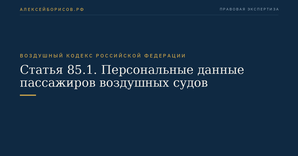 Статья 85.1. Персональные данные пассажиров воздушных судов