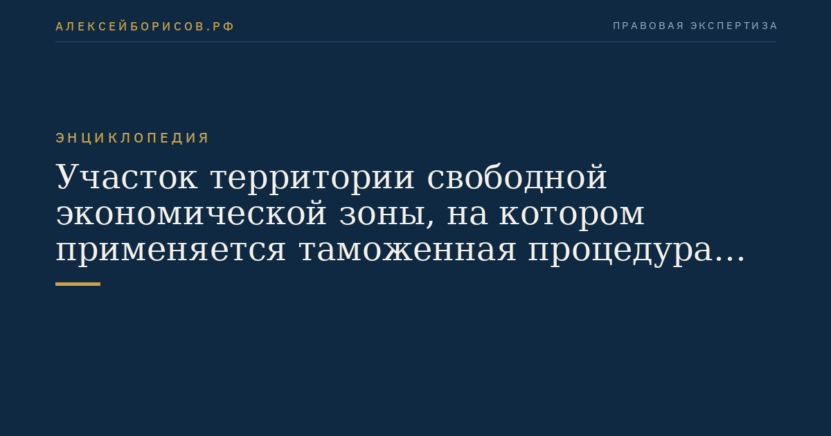 Участок территории свободной экономической зоны, на котором применяется таможенная процедура свободной таможенной зоны