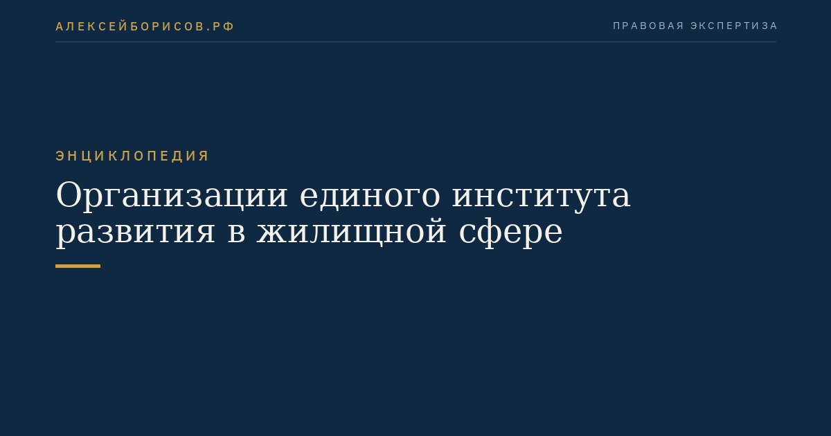 Организации единого института развития в жилищной сфере