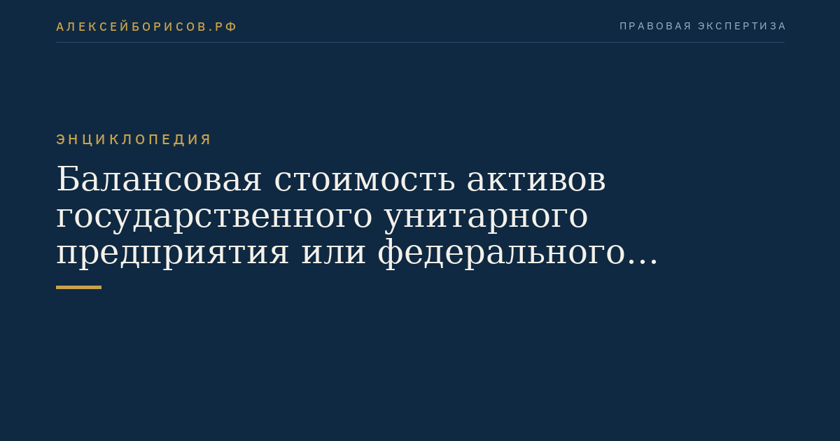 Балансовая стоимость активов государственного унитарного предприятия или федерального государственного учреждения