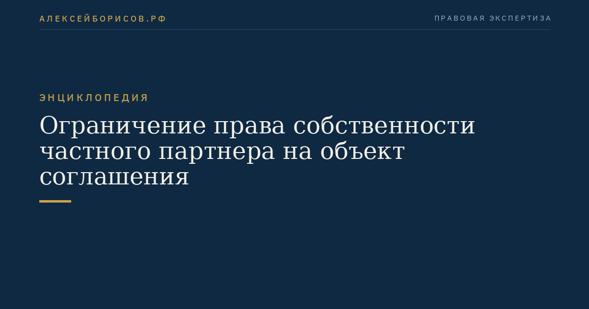 Ограничение права собственности частного партнера на объект соглашения