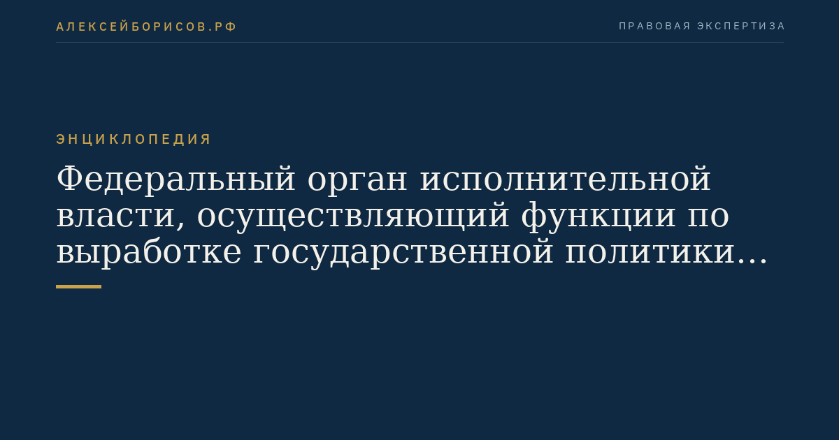 Федеральный орган исполнительной власти, осуществляющий функции по выработке государственной политики и нормативно-правовому регулированию в сфере официального статистического учета