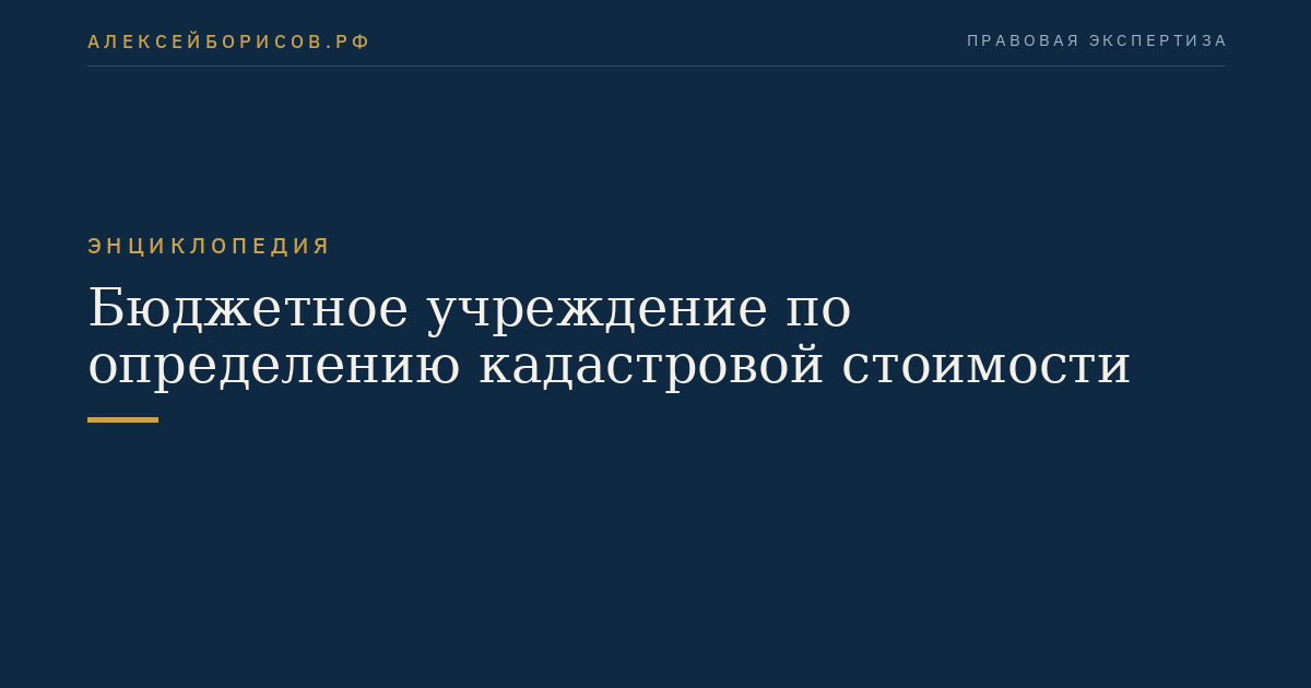 Бюджетное учреждение по определению кадастровой стоимости
