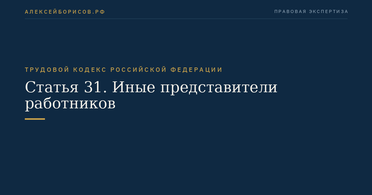 Статья 31. Иные представители работников